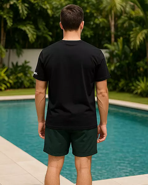 Unisex Black Plain Crew Neck Tee
