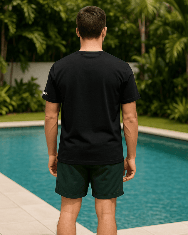 Unisex Black Plain Crew Neck Tee