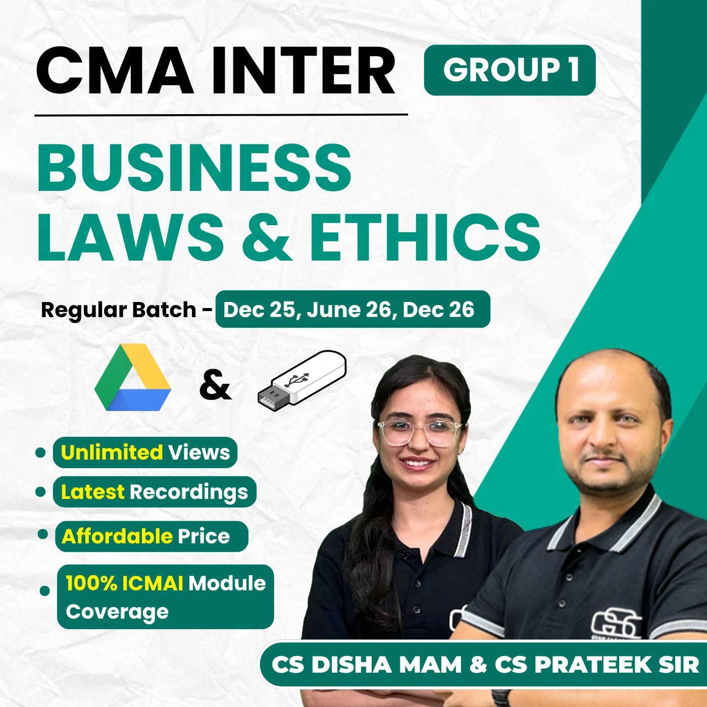 CMA Inter Business Laws and Ethics (Group 1) By CS Disha Mam & CS Prateek Sir CMA Inter Business Laws and Ethics (Group 1) By CS Disha Mam & CS Prateek Sir
