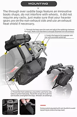 Rhinowalk Waterproof Motorcycle Pannier Side Bag 18/28/48L - Pair/Rackless Rhinowalk Waterproof Motorcycle Pannier Side Bag 18/28/48L - Pair/Rackless