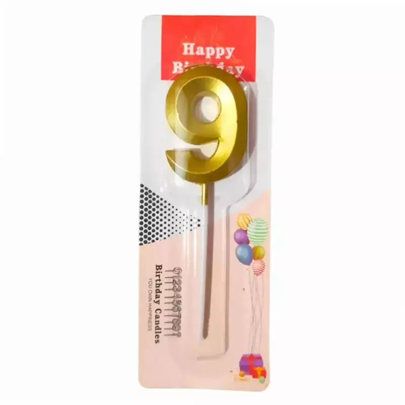 Number 9 Metallic Party Candle