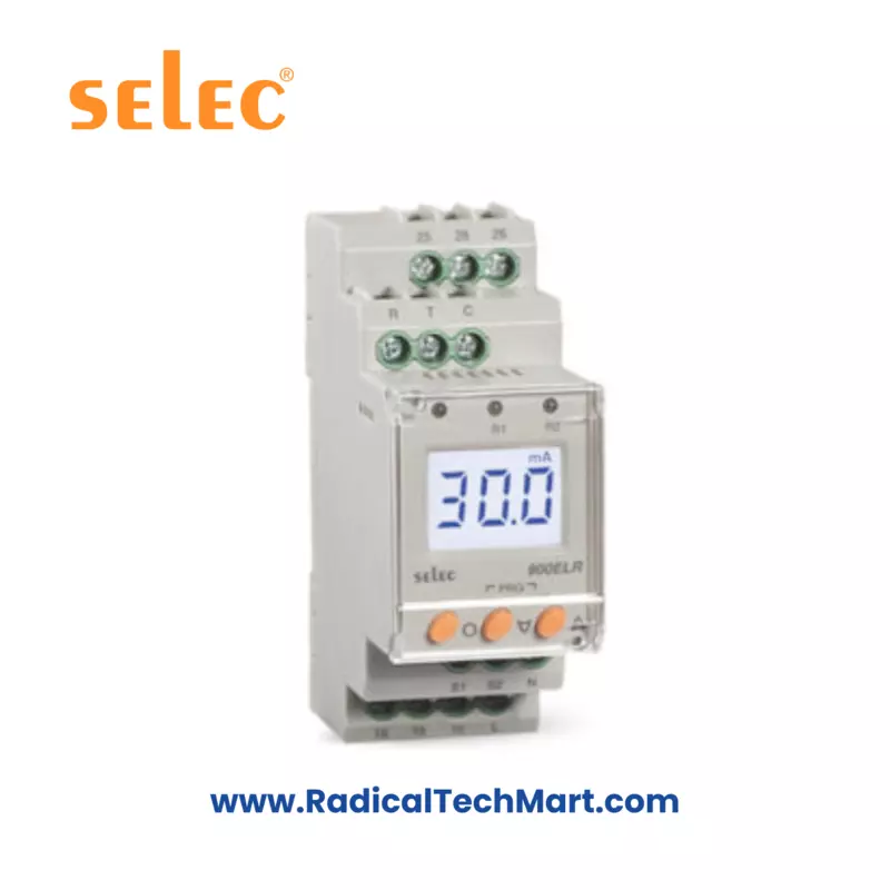 Digital Earth Leakage Relay, Din Rail by Selec for 1 and 3-phase systems.