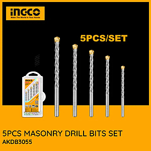 INGCO 5 Pcs Masonry Drill Bits Set AKDB3055