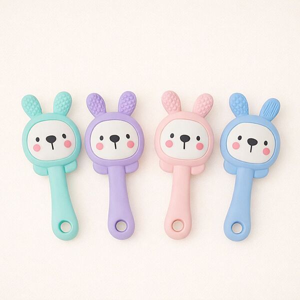 Bunny- Silicone Teether and Rattle - Pack of 1