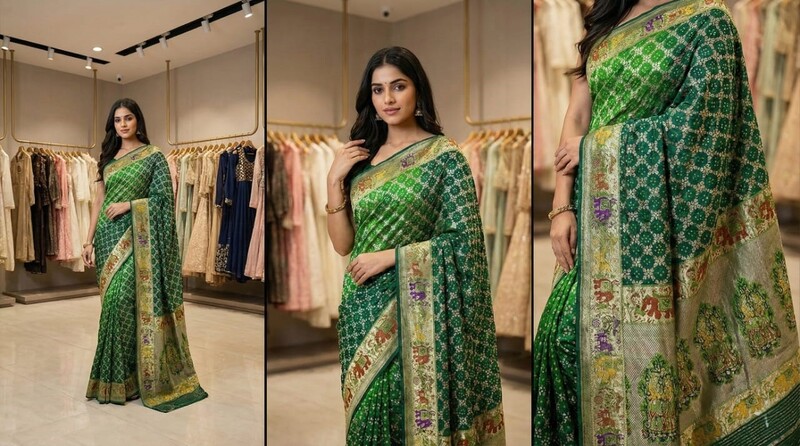 Kala Sanskruti Parrot Green & Mehndi Color Pure Banarasi Saree 6.5M Elegant Traditional Wear Graceful Pure Banarasi Saree Handcrafted Artistry for Woman
