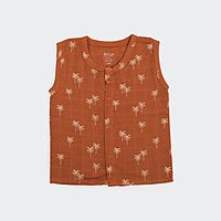 Earth Brown Crinkled Muslin Jhabla & Shorts