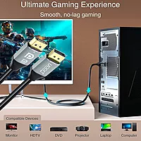 Uport 15M DP to DP Cable 4K features a durable metal connector for reliable performance. Ideal for high-resolution displays, it supports 4K video output, ensuring crisp visuals and vibrant colors.