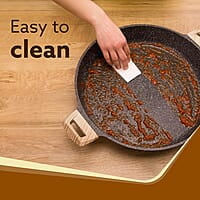 AGARO Imperial Granite Non Stick Kadai with Glass Lid, 3.8L / 28cm