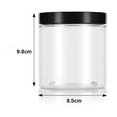 450ml Round PET Jar + 83mm BLACK Cap 450ml Round PET Jar + 83mm BLACK Cap