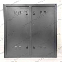 Square 1280 x 1280 mm MS GI outdoor LED cabinet, powder-coated matte, back service – Lumina