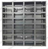 Square 1280 x 1280 mm MS GI outdoor LED cabinet, powder-coated matte, back service – Lumina
