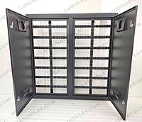 Square 1280 x 1280 mm MS GI outdoor LED cabinet, powder-coated matte, back service – Lumina