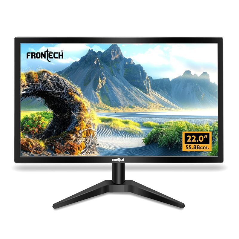 FRONTECH 22" HD LED Monitor – 60Hz, 1680x1050, Slim & Wall-Mountable, Crisp Display, Energy Efficient, Lightweight, 1 Year Warranty