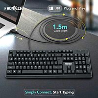 Frontech FT-1672 Wired Keyboard (Membrane Keys, USB Plug & Play, Ergonomic Design, Retractable Stands, 1 Year Warranty)