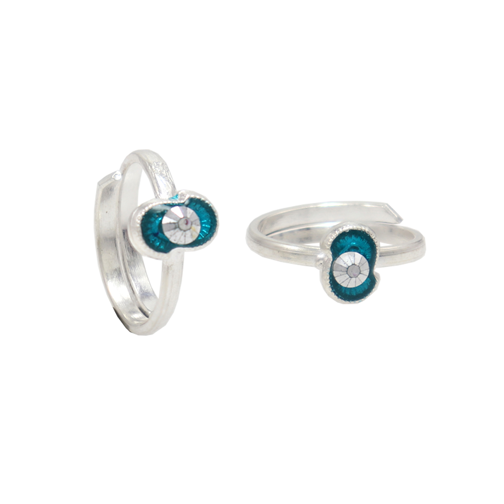 Silver Toe ring with enamel/side toe ring, Metti