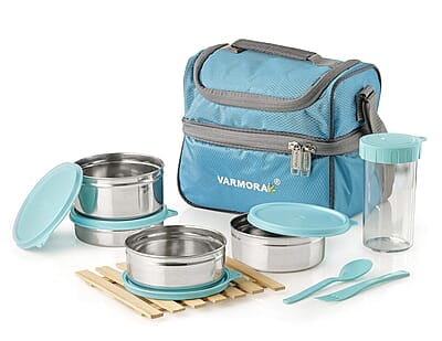 Varmora Classic Lunch Box Set, Blue, 8 Pieces