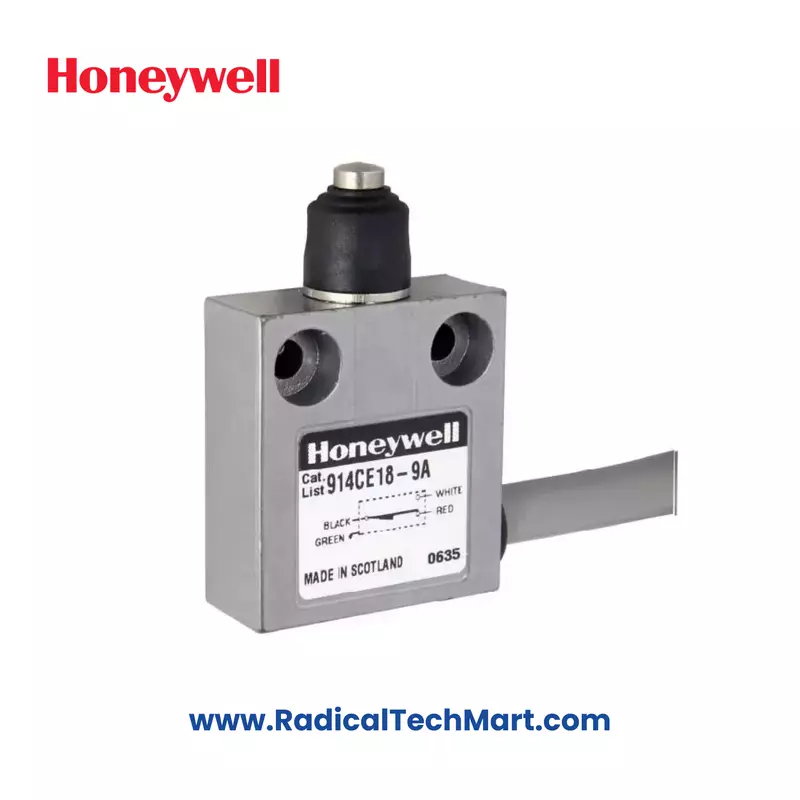 Honeywell 914CE18-9A Limit Switch with Top Pin Plunger, Boot Seal, and 9 Ft Cable – IP68 Rated