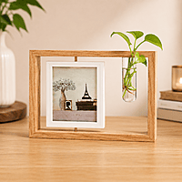 Wooden Photo Frame With Glass Vase Holder