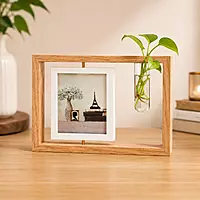 Wooden Photo Frame With Glass Vase Holder