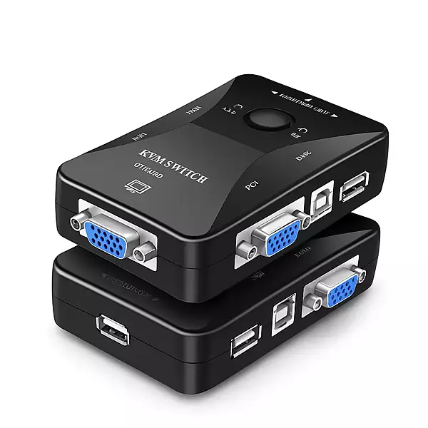 USB 2.0 VGA KVM Switch 2-Port | Manual Switch Box | Control 2 Computers with One Monitor, Keyboard & Mouse USB 2.0 VGA KVM Switch 2-Port | Manual Switch Box | Control 2 Computers with One Monitor, Keyboard & Mouse
