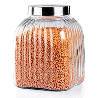 AGARO Elegant Glass Jar 3500 ml, Steel Lid, Storage Glass Container
