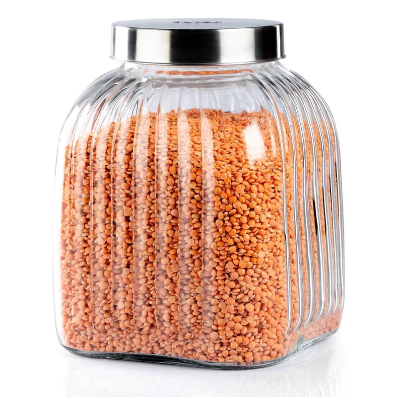 AGARO Elegant Glass Jar 3500 ml, Steel Lid, Storage Glass Container