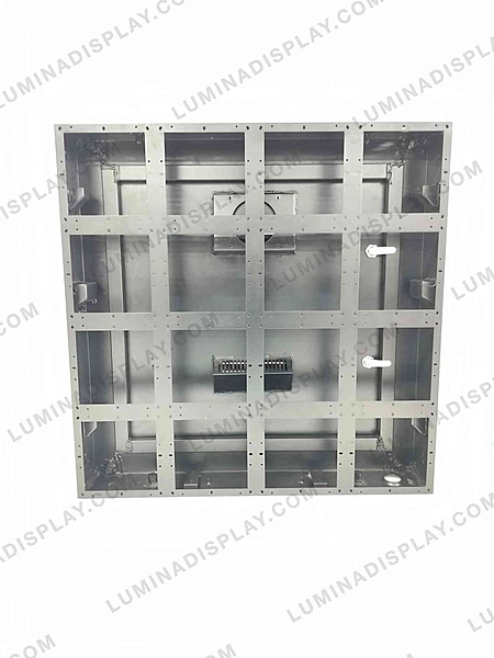 Square MS GI outdoor LED cabinet 768 x 768 mm for 192 x 192 modules, back service – Lumina