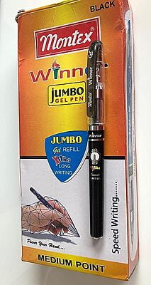 Montex Winner Jumbo Gel Pen-Pack Of 20,Black