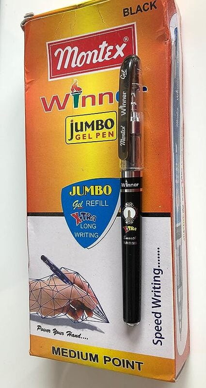Montex Winner Jumbo Gel Pen-Pack Of 20,Black Montex Winner Jumbo Gel Pen-Pack Of 20,Black