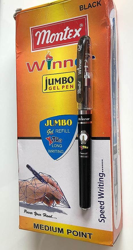 Montex Winner Jumbo Gel Pen-Pack Of 20,Black