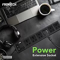 Frontech FT-0867 Surge Guard Power Strip – Durable Multi-Outlet Protection for Home & Office