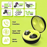 ZEBRONICS ZEB-SOUND BOMB 1 TWS Earbuds with BT5.0, Up to 12H Playback, Touch Controls, Voice Assistant, Splash Proof with Type C Portable Charging Case