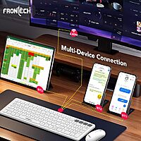 Frontech FT-1602A Wireless Keyboard & Mouse Combo (2.4GHz & Bluetooth, 100-Key Slim, Rechargeable, 1000 DPI, 1 Year Warranty)