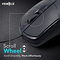 Frontech MS-0044 – Wired optical mouse with 1000 DPI, ergonomic design, and smooth tracking for accurate and comfortable daily use.
