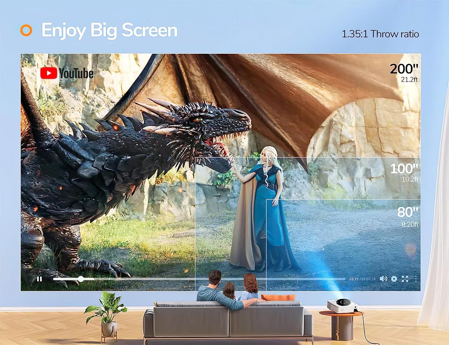 TONZO Android FHD Projector, 1080p Native, 4K Support, Movie Box 13