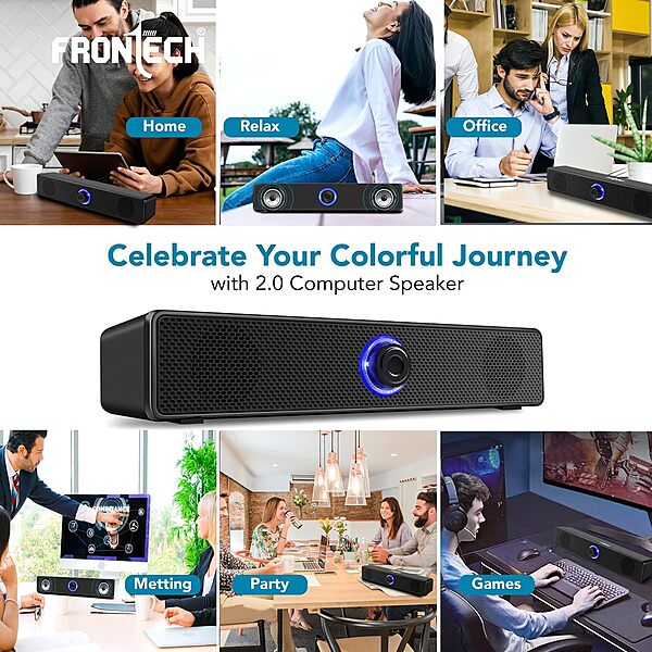 Frontech SPK-0008 multimedia speakers deliver clear, rich sound with stylish design—perfect for desktops, laptops, and home entertainment.