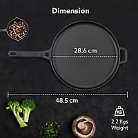 AGARO Royal Pre-Seasoned Cast Iron Tawa, 28cm