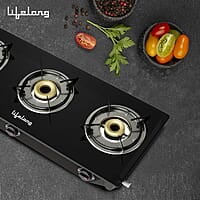 Lifelong 3 Burner Gas Stove Top for Kitchen - Automatic Ignition Cooktop Modern Glass Stove for Modular Kitchen, ISI Certified