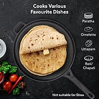 AGARO Royal Pre-Seasoned Cast Iron Tawa, 28cm