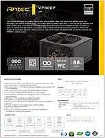 Open Box ANTEC - 600 WATT SMPS/Computer Power Supply/True Power PSU/Continuous Power PSU/Gaming PSU, VP600P