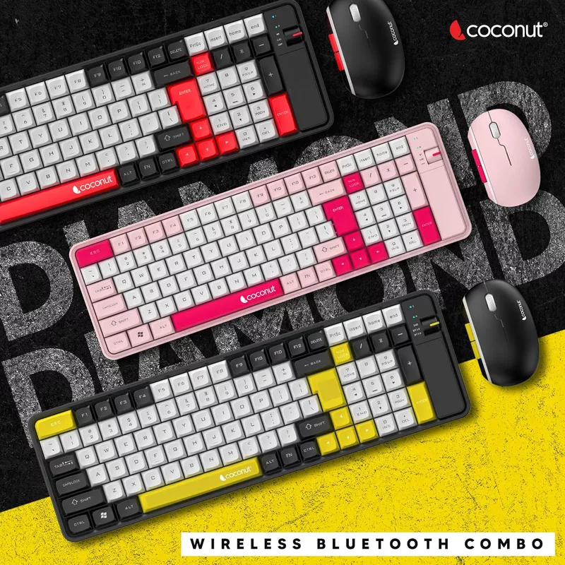 Coconut Pearl Wireless Combo (Pink & White, Elegant Design, Seamless Connectivity, Stylish & Functional, 1 Year Warranty)