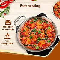 AGARO Regency Tri-Ply Steel Kadai, 2.75L Capacity, 26 cm  Stainless Steel