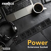 Frontech FT-3512 with 4 universal sockets, 1.5 m cable, LED indicator & surge protection. Compact and safe for home or office use.