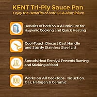 KENT Triply Sauce Pan 16 Cm With Ss Lid 1.5 L