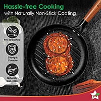 Wonderchef Pre-Seasoned Ferro Light 24cm Grill Pan 2.5MM Acacia Wooden Handles