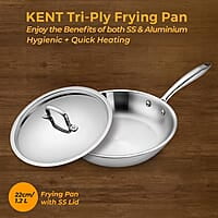 KENT Triply Frying Pan 22 CM with SS Lid 1.2 L