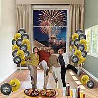 Happy New Year Latex Balloons New Year balloons Pack of 30pcs Black and Golden Balloons For New Year's Eve.