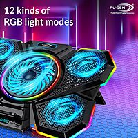 Fugen RGB Laptop Cooling Pad – 12 RGB | LED Display | Dual USB | Up to 17 Inch