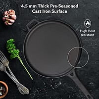 AGARO Royal Pre-Seasoned Cast Iron Tawa, 28cm