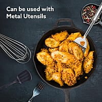 AGARO Royal Pre-Seasoned Cast Iron Frypan, 26 cm